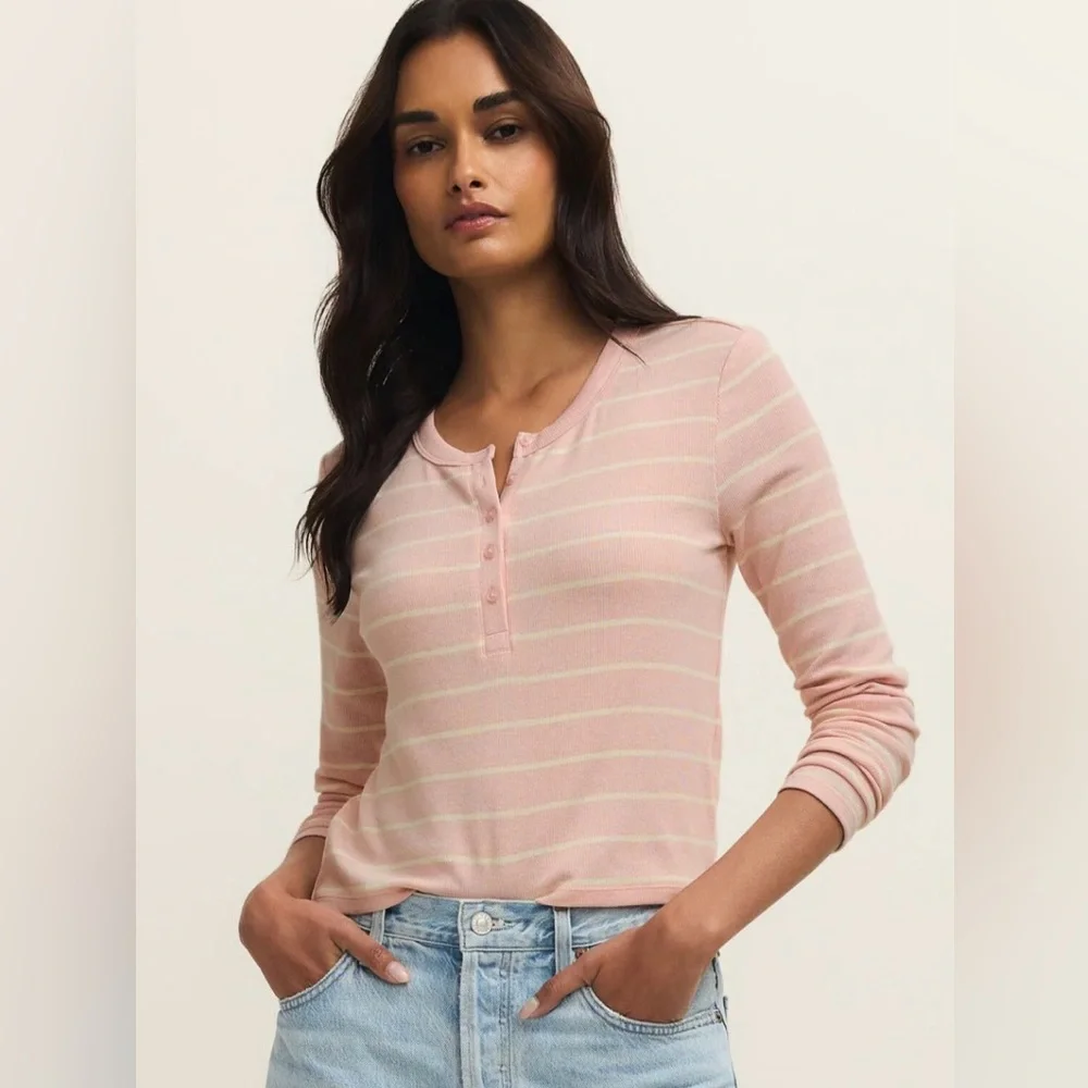 Z supply Ferris Henley striped top washed pink - Picture 2 of 3